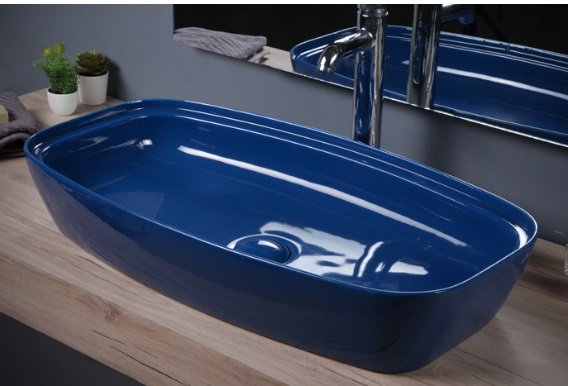 Smanni Fang 73 Çanak Lavabo 73X40 cm Parlak Mavi